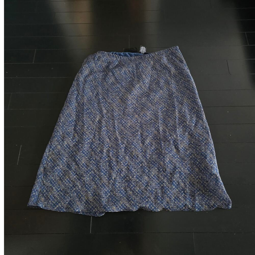 NY & Company Blue, Black & Tan Knee Length Sheer Skirt - S